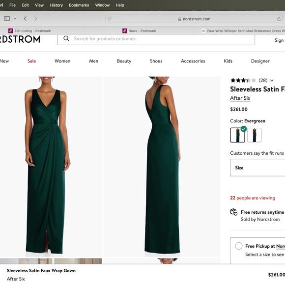 After Six: Sleeveless Satin Faux Wrap Gown (NWT) - Picture 8 of 8